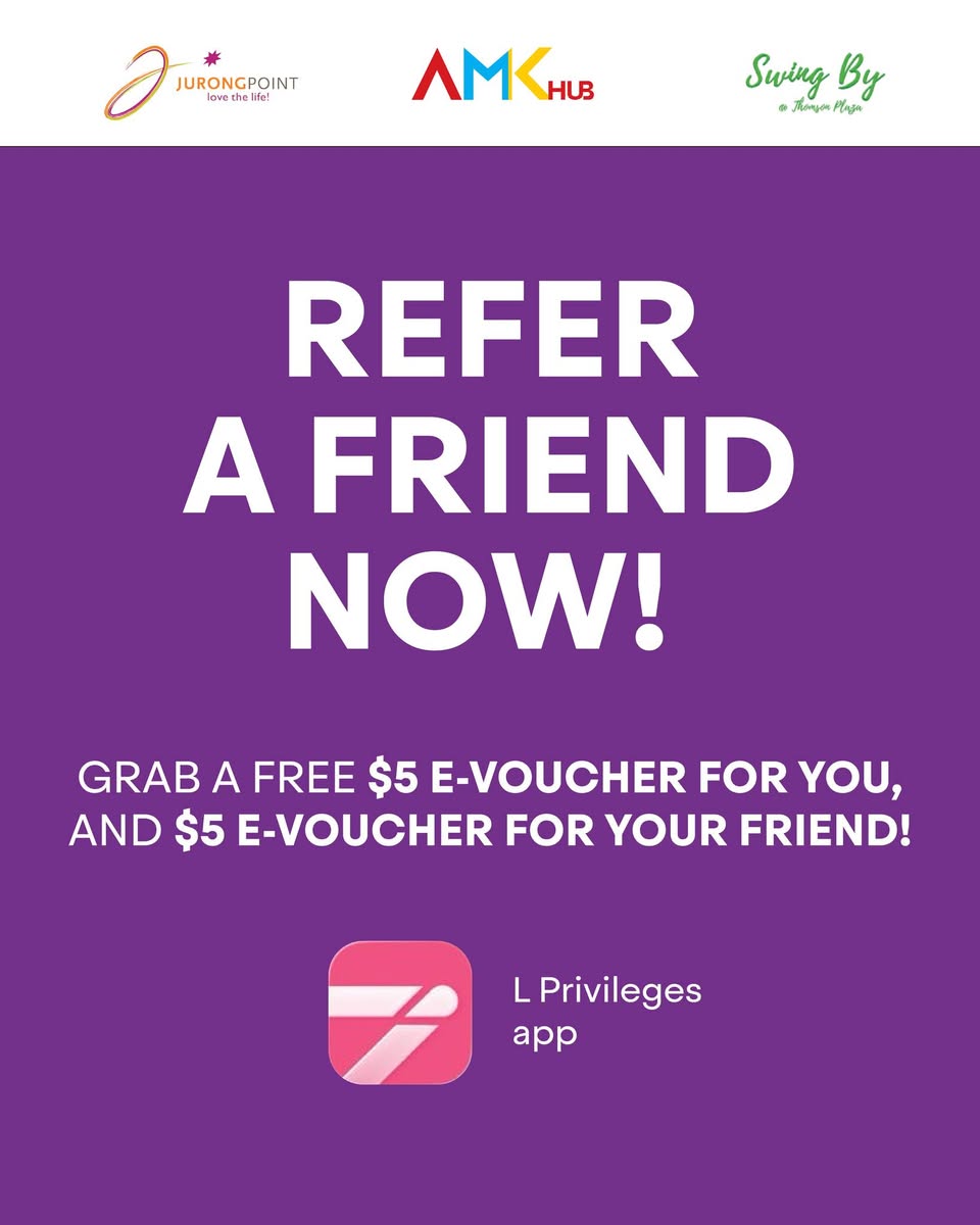 L Privileges App interface showing the refer a friend section