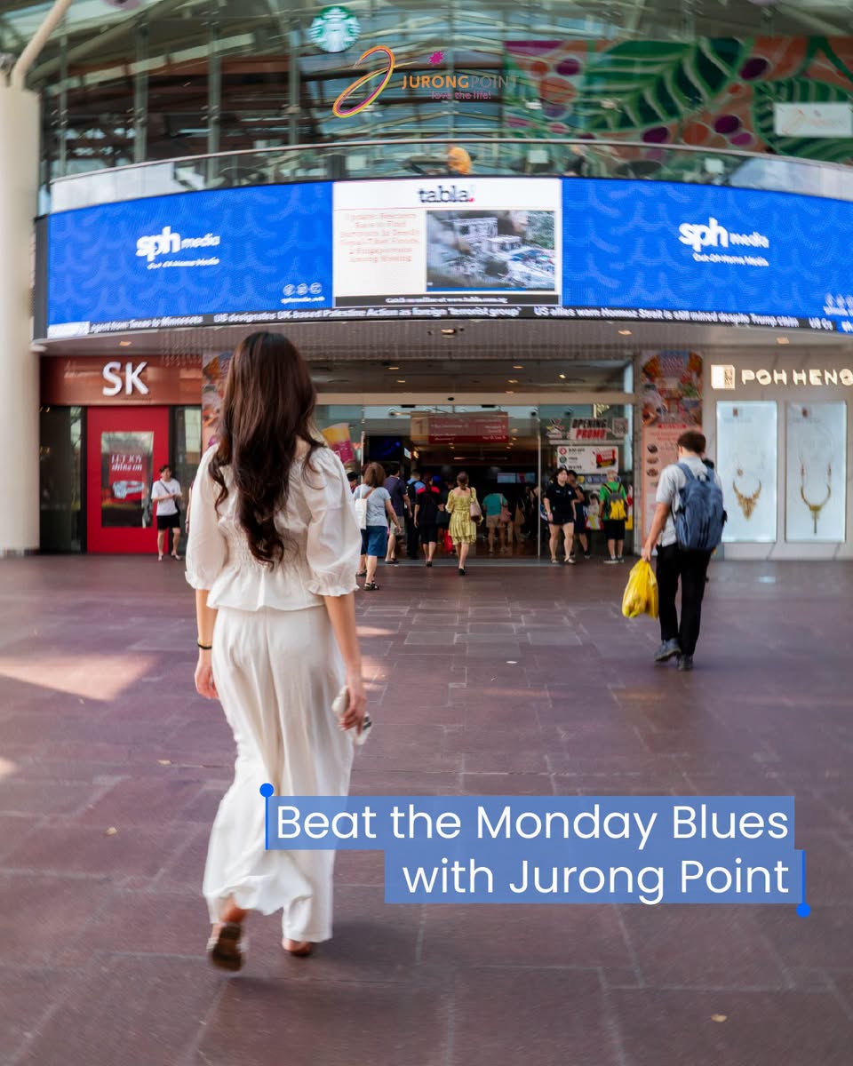 Jurong Point mall entrance with digital signage