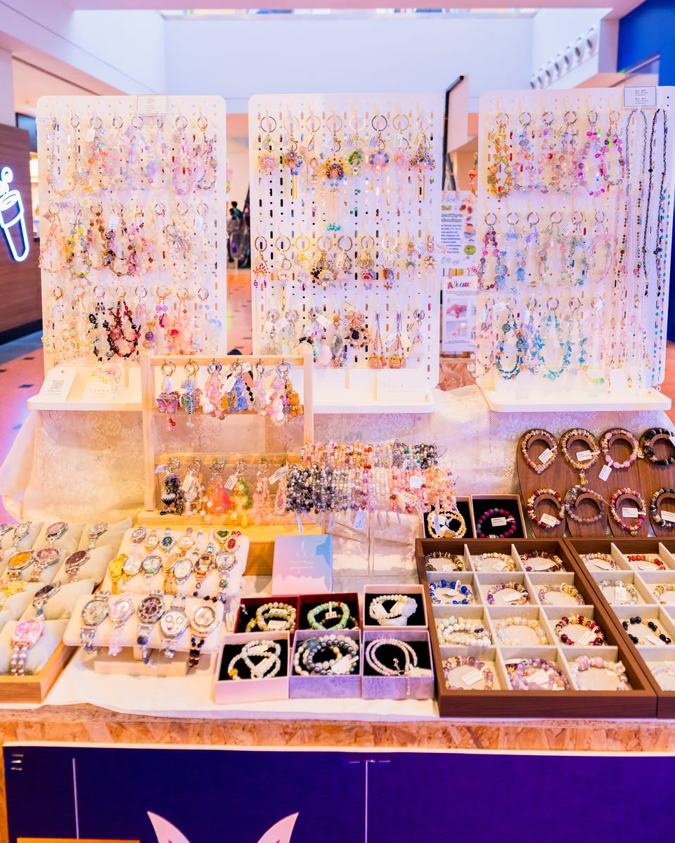Handmade earrings and bracelets at the Mid-Autumn Fair