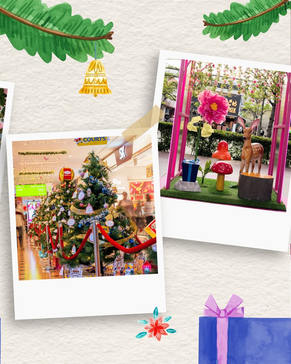 Sparkling Christmas lights and festive decorations at Jurong Point