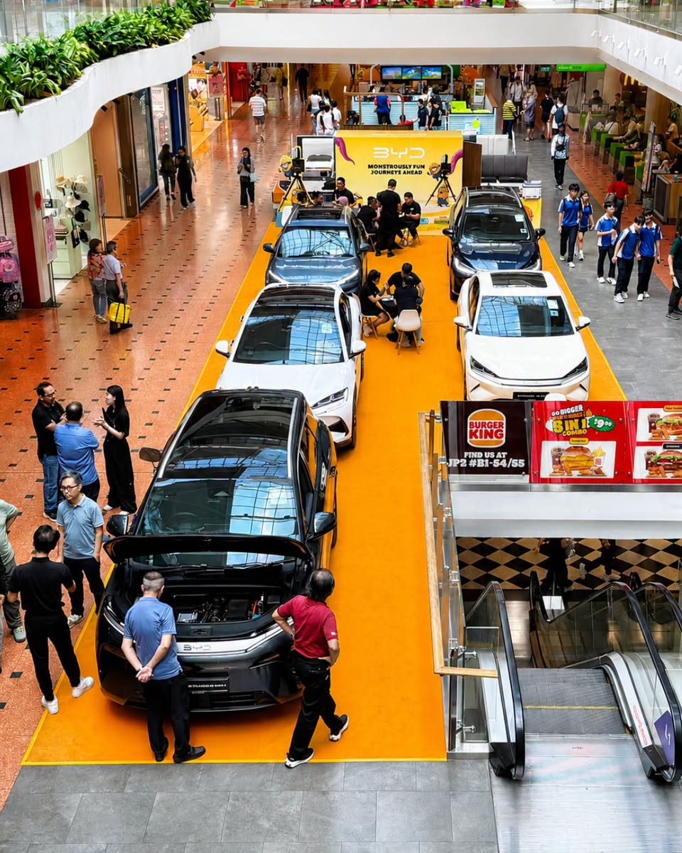 BYD vehicle display at Jurong Point atrium