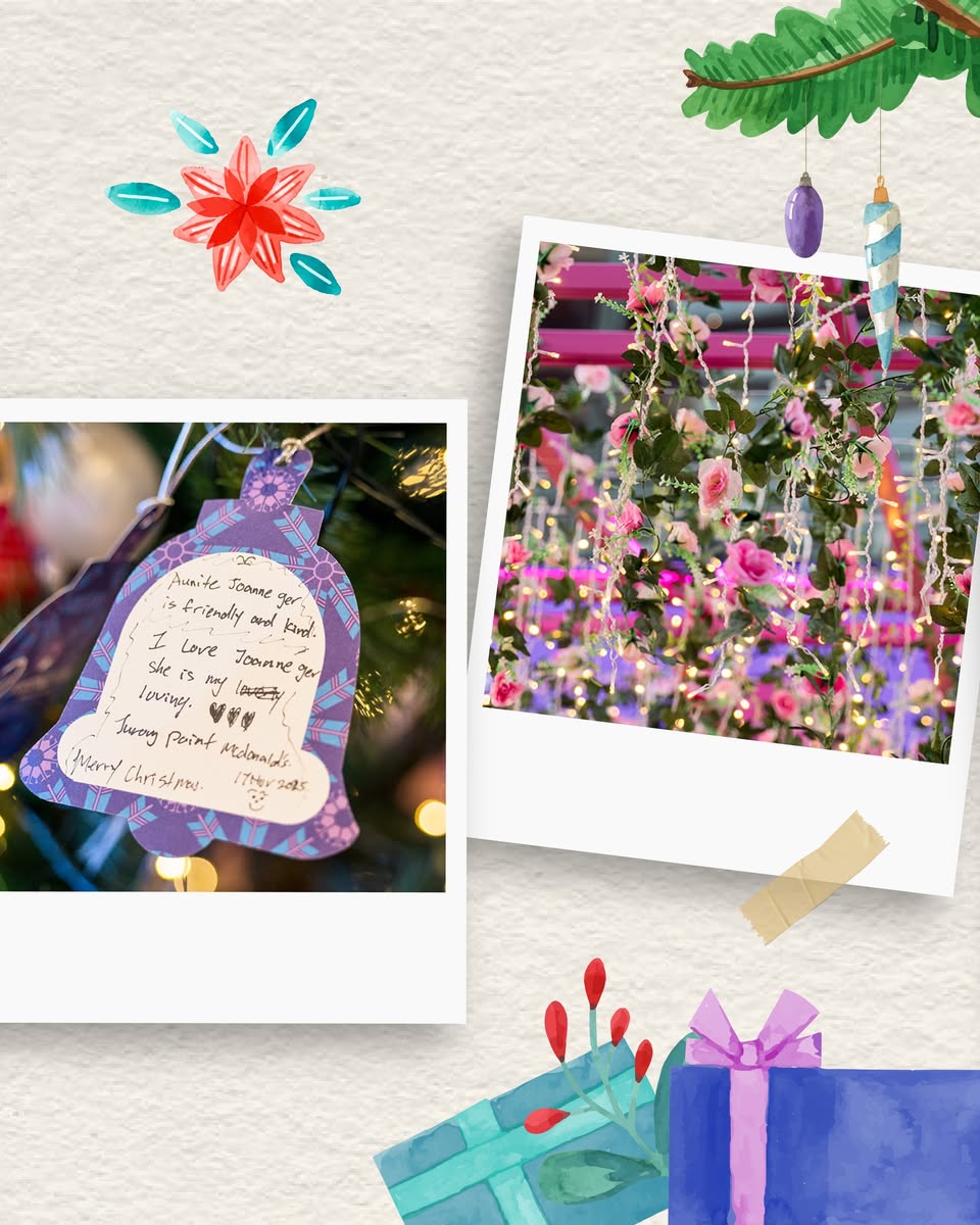 Visitors enjoying the festive ambiance and holiday spirit at Jurong Point