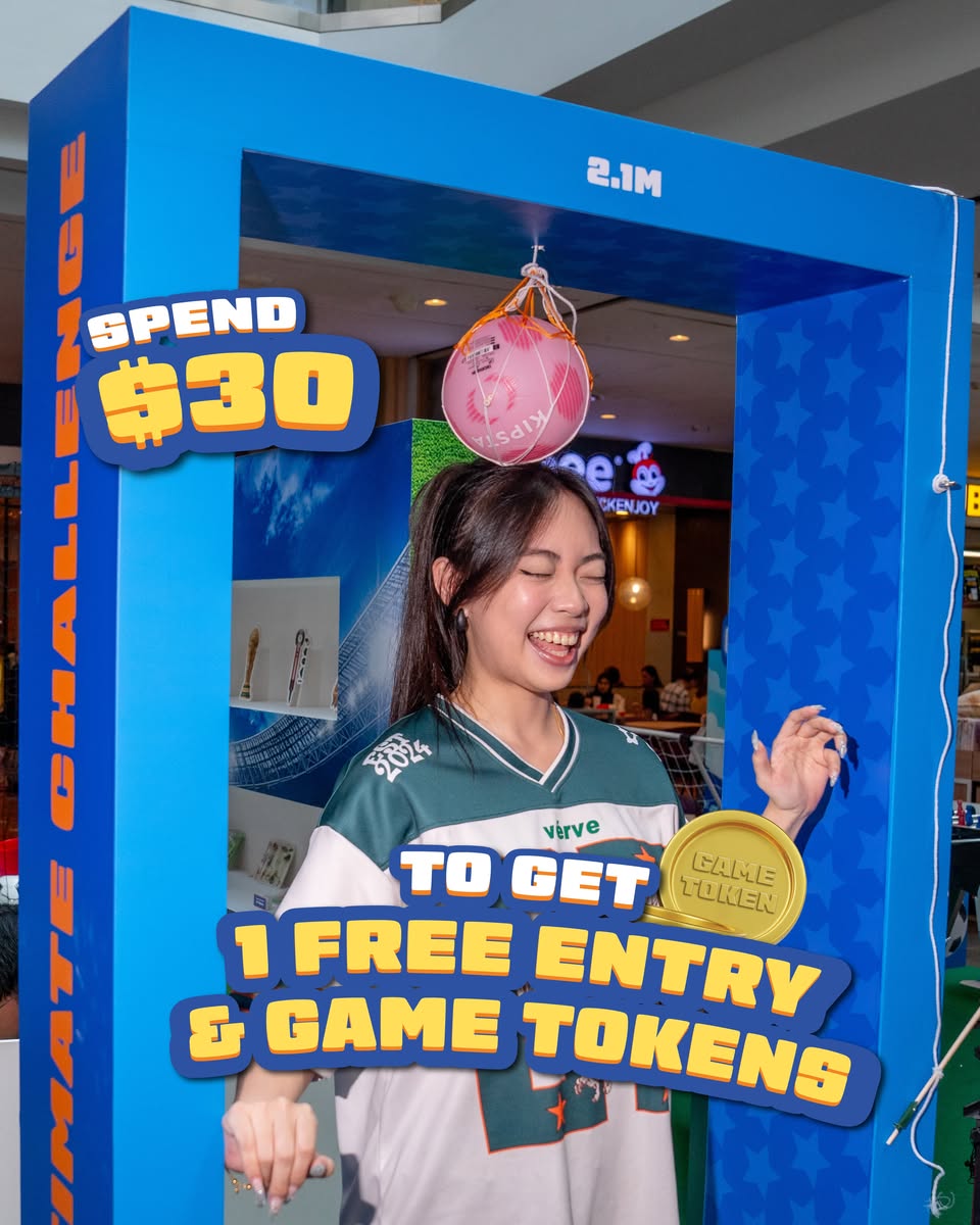 Spend $30 to get 1 free entry and game tokens at the Ultimate Challenge at Jurong Point