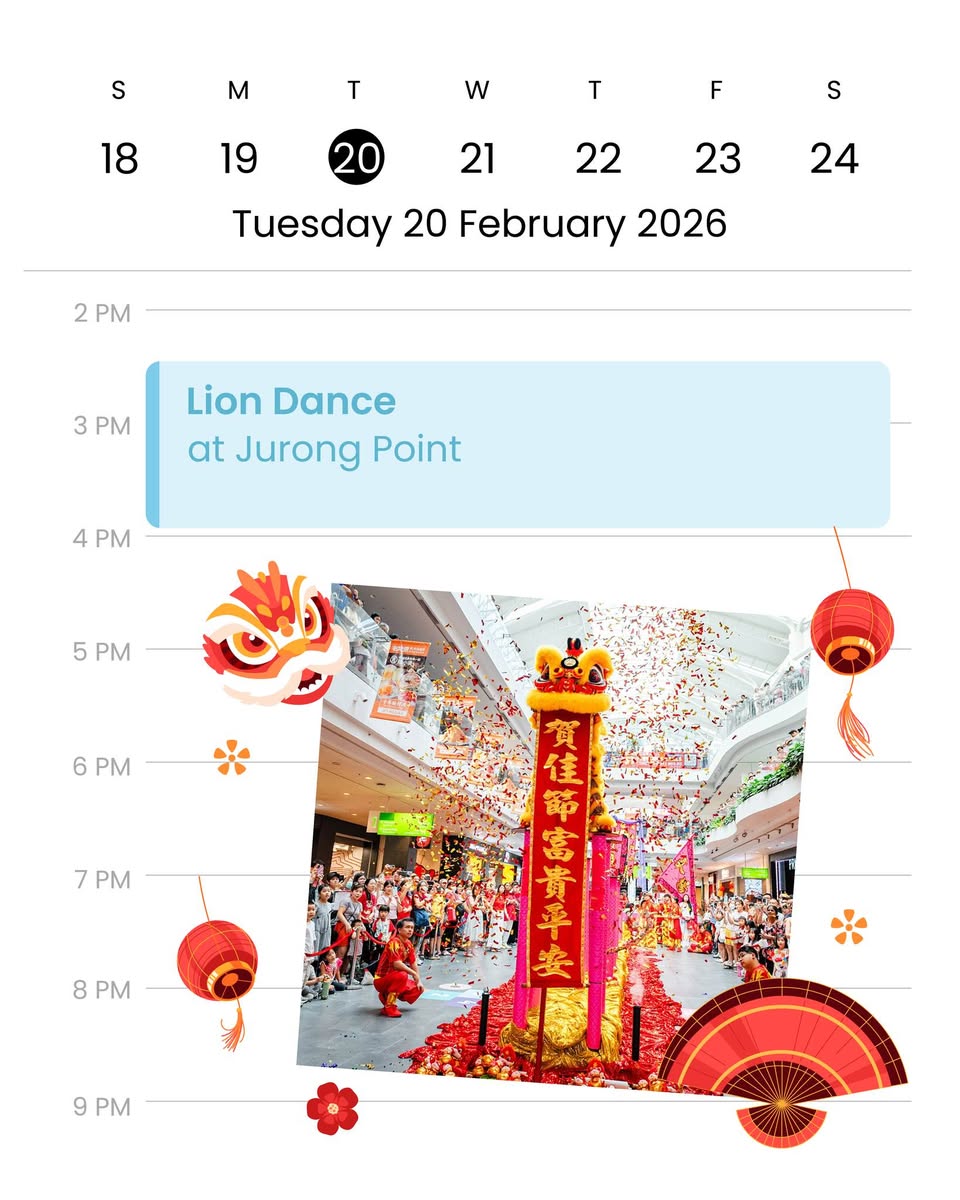 Festive Chinese New Year decorations at Jurong Point