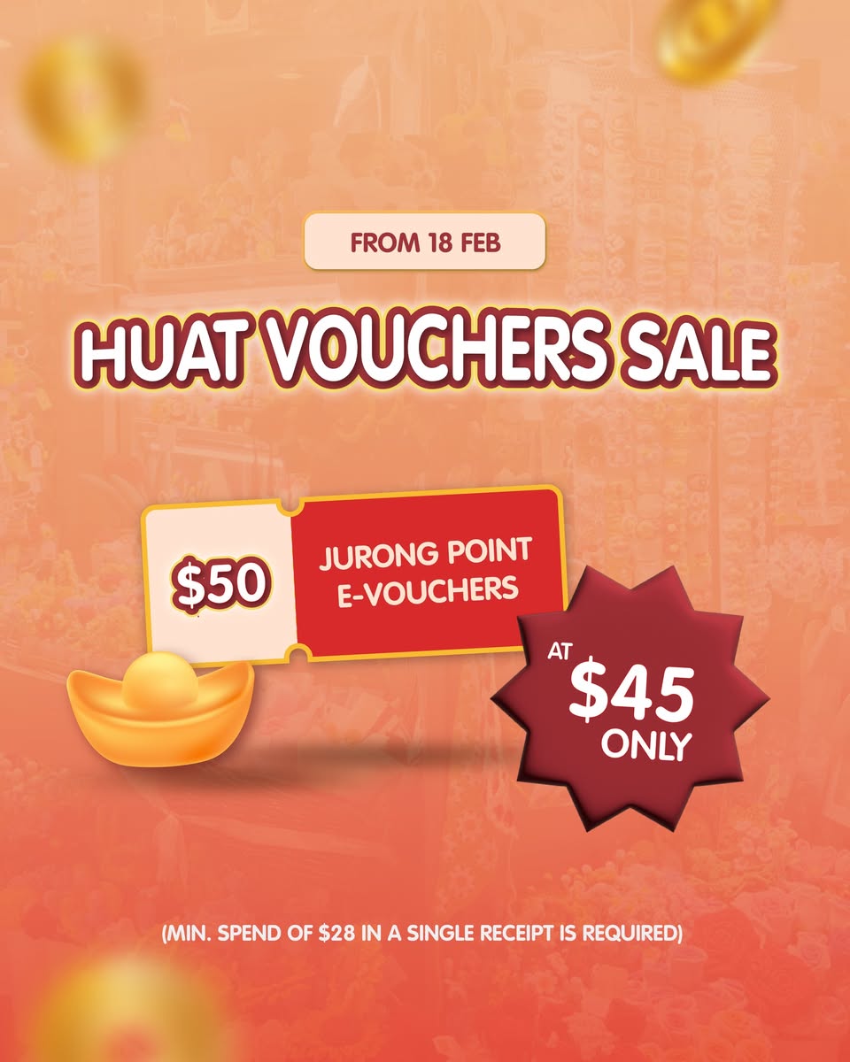 Vibrant Chinese New Year decorations at Jurong Point mall