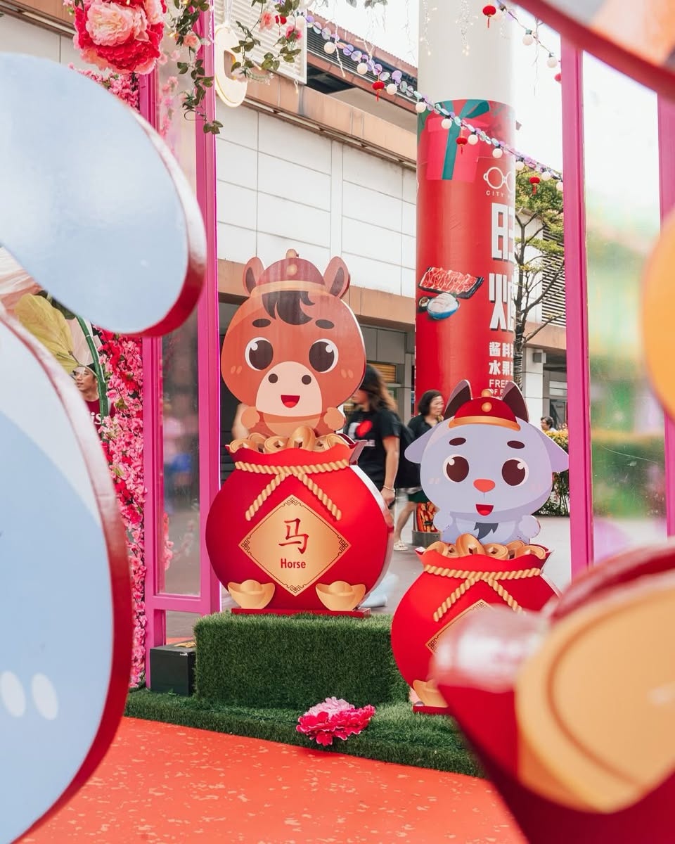 Festive Chinese New Year decorations at Jurong Point