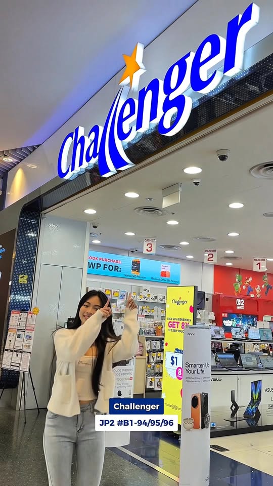 Challenger electronics store at Jurong Point JP2 with tech gadgets and accessories
