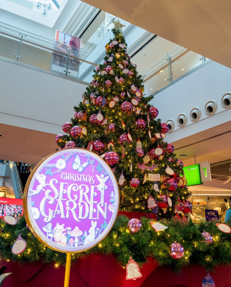 Intricate holiday display with festive lights at Jurong Point