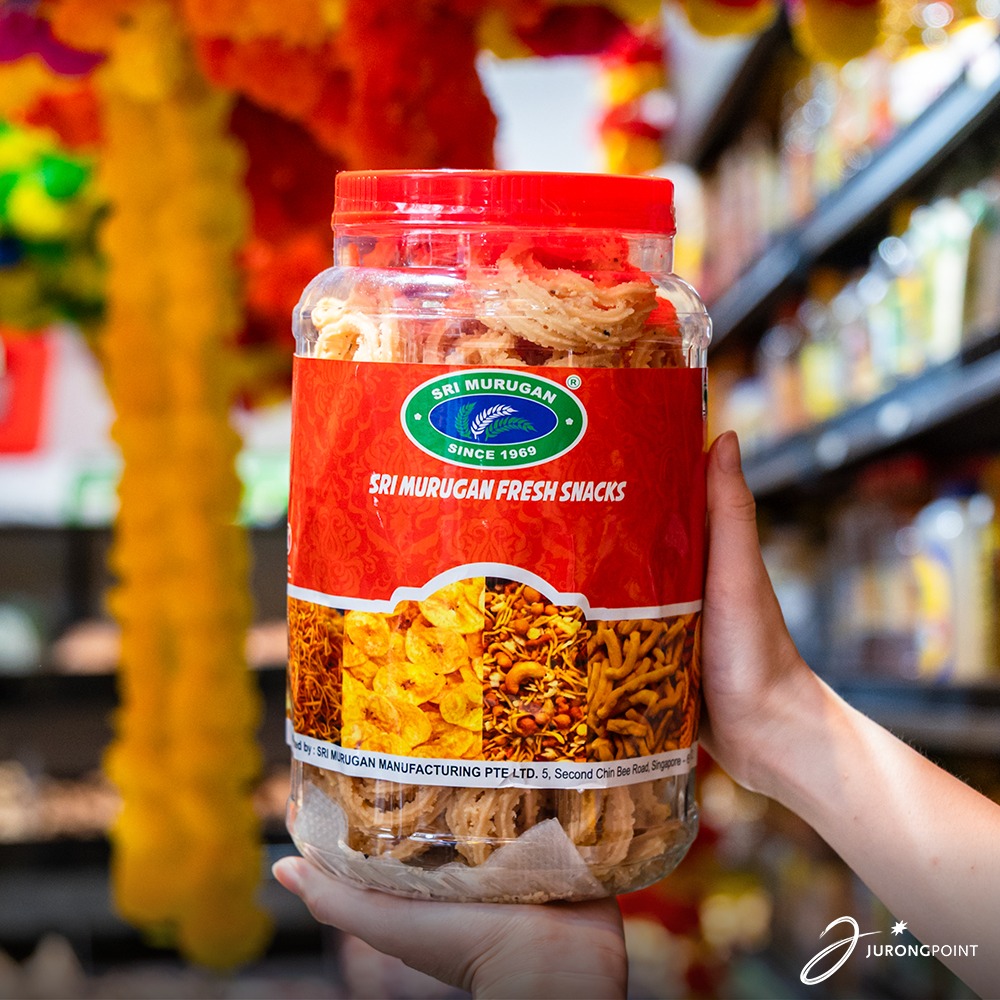 A vibrant display of Deepavali decorations and treats