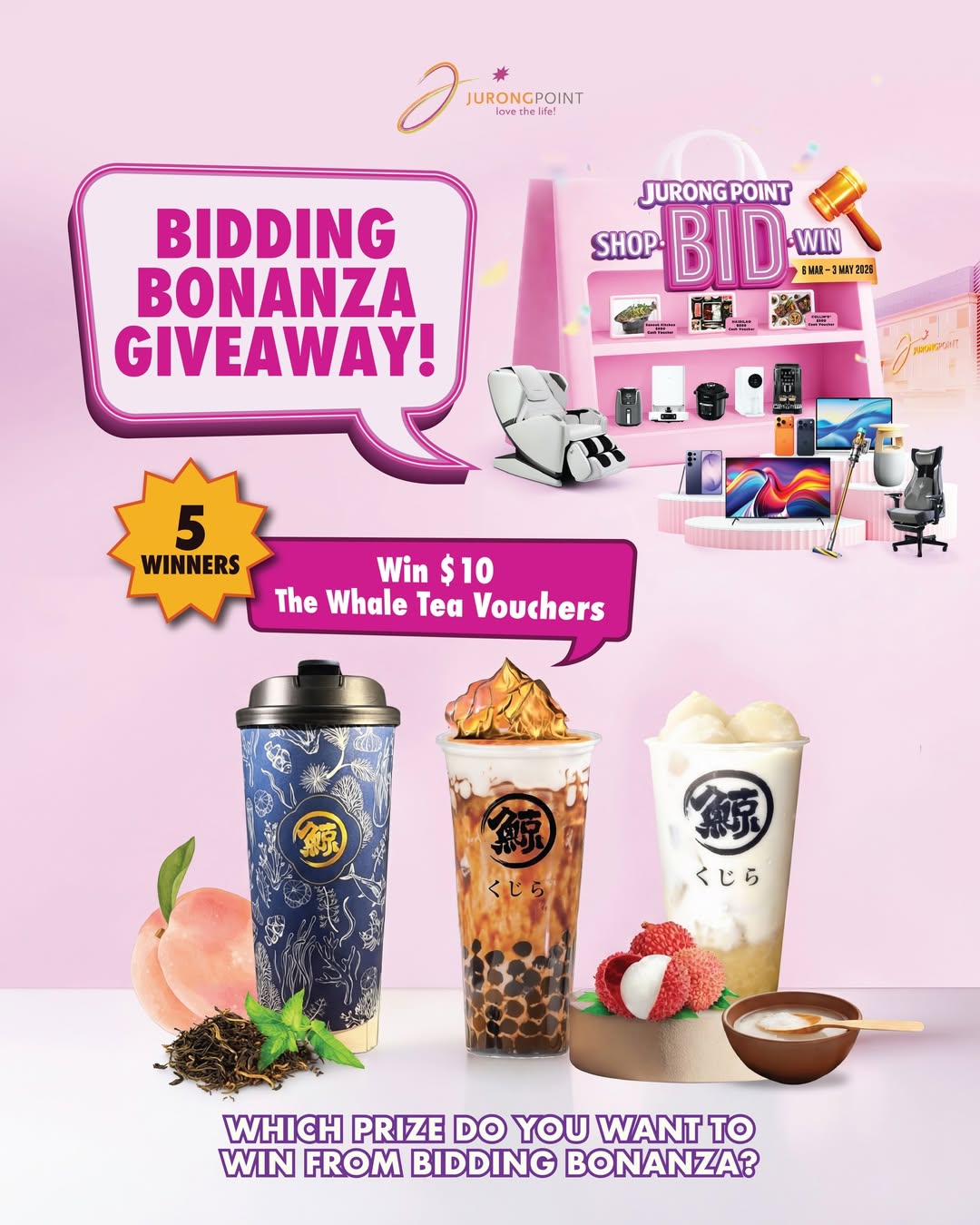 Bidding Bonanza and Whale Tea Giveaway at Jurong Point