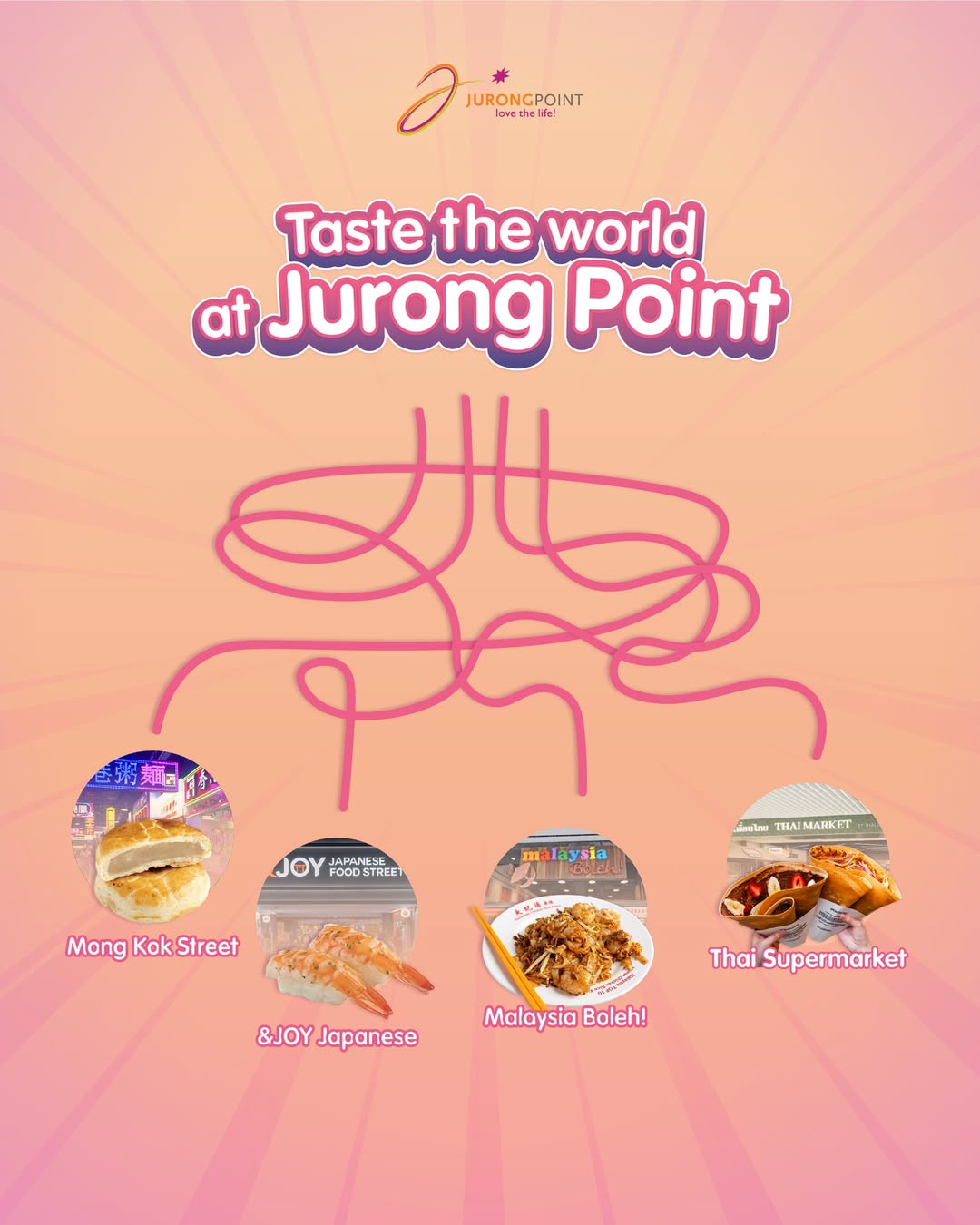 A diverse spread of international cuisines available at Jurong Point