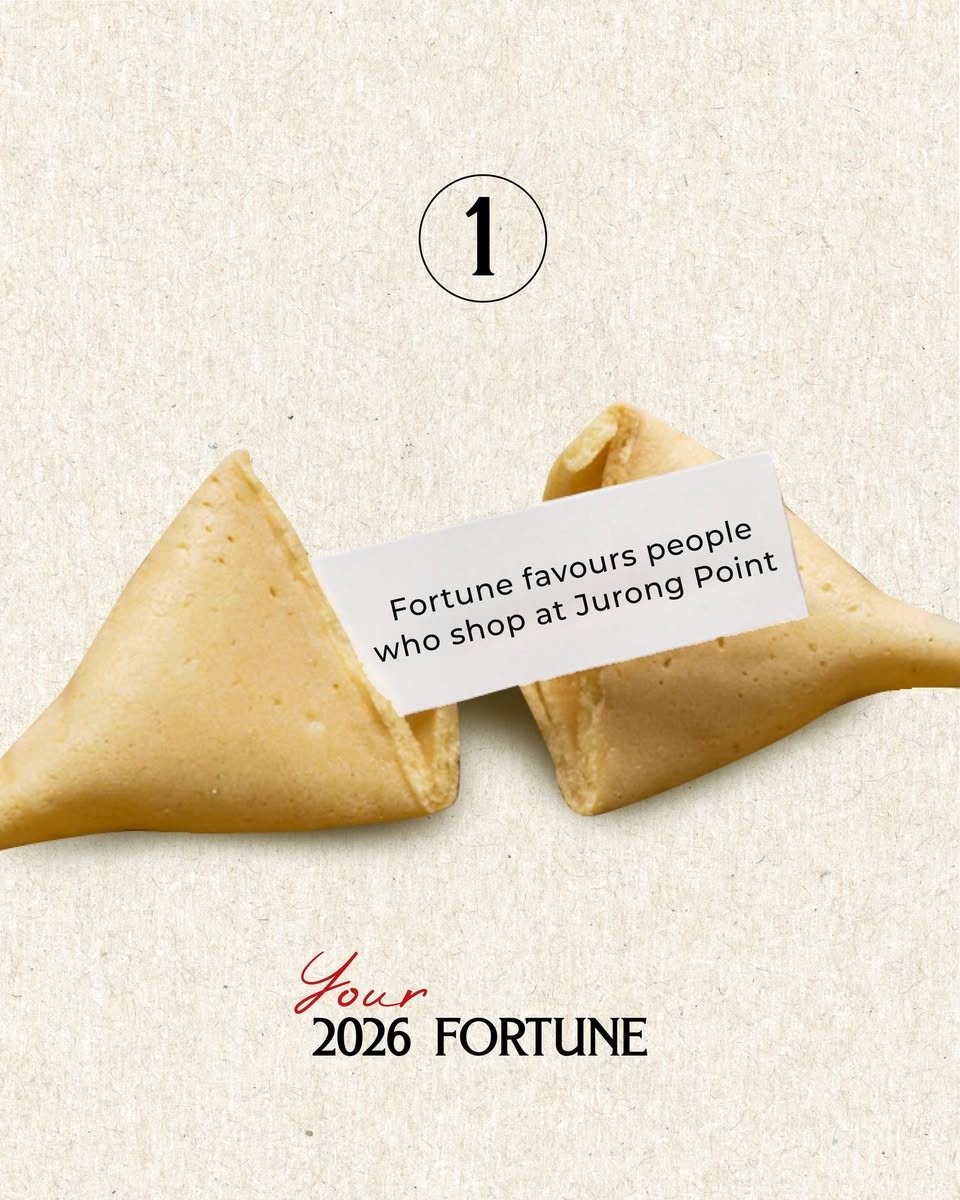 A festive fortune cookie display at Jurong Point