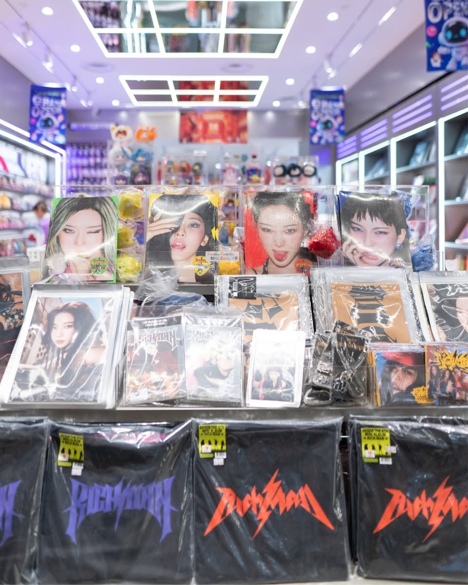 A detailed display of model kits and hobby supplies