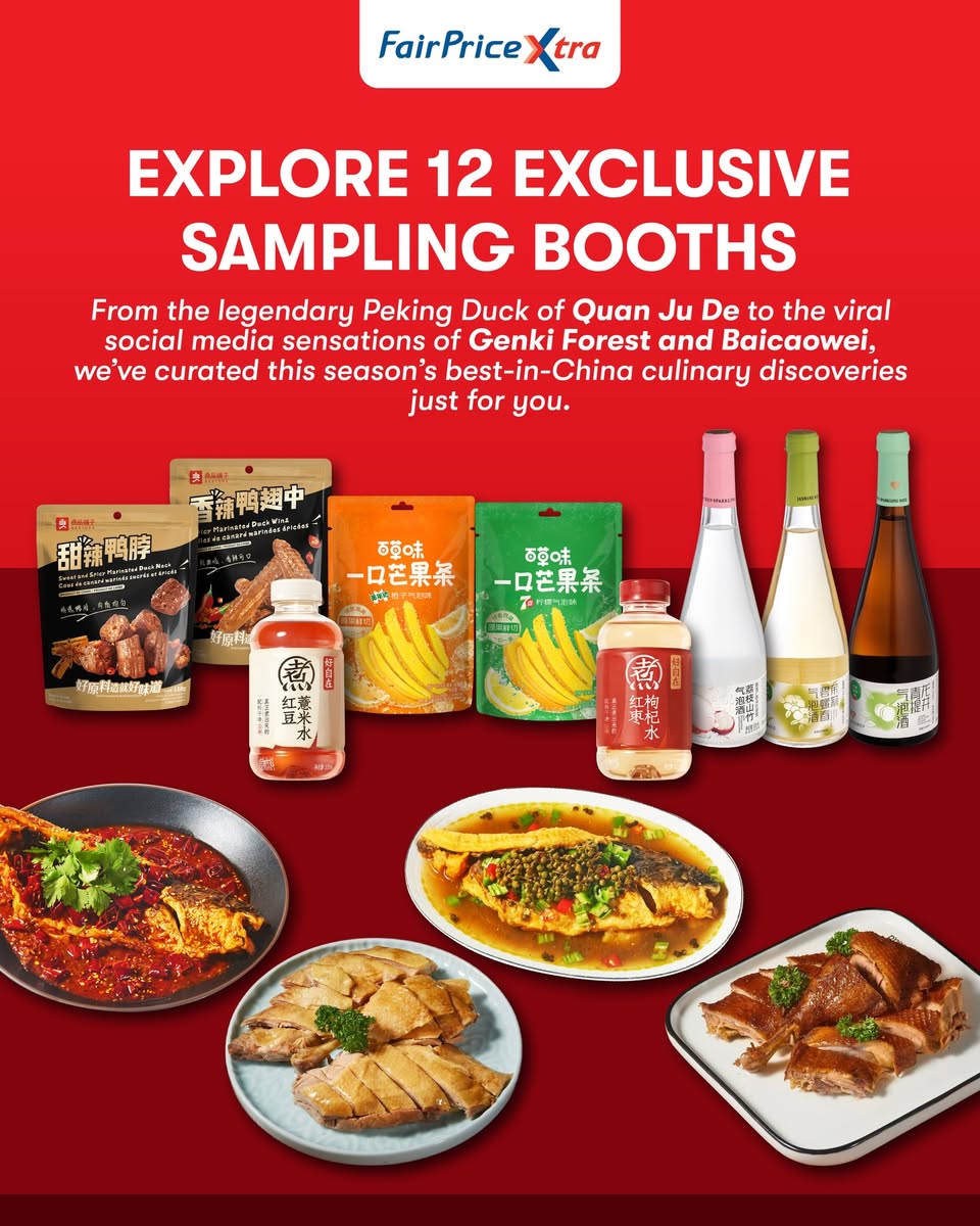 Shoppers exploring the trending food stalls at FairPrice Xtra