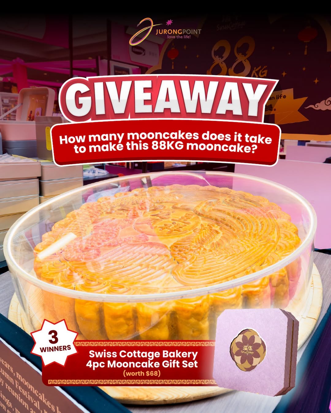 Swiss Cottage Bakery 4pc Mooncake Gift Set giveaway at Jurong Point