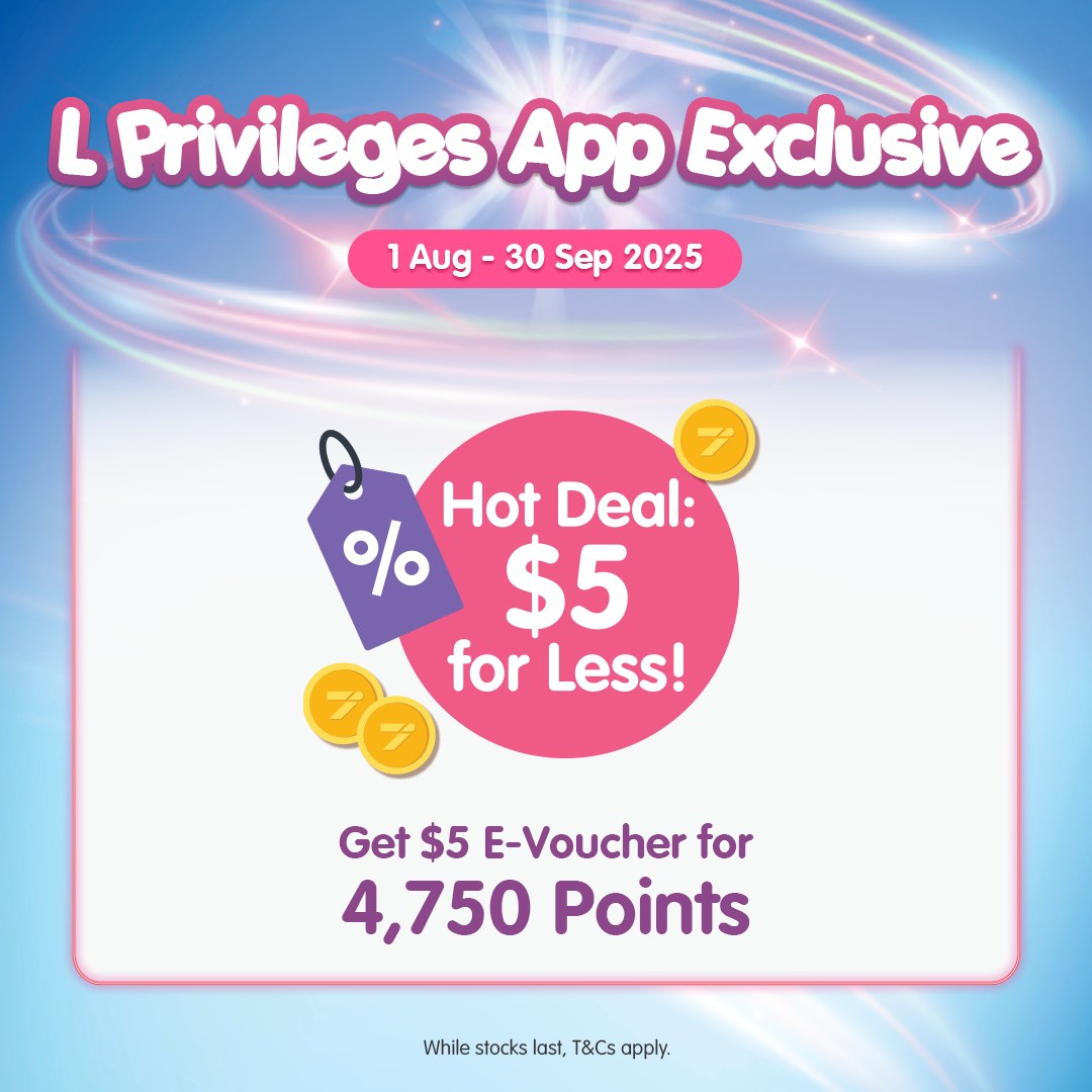L Privileges points redemption for a $5 E-Voucher.