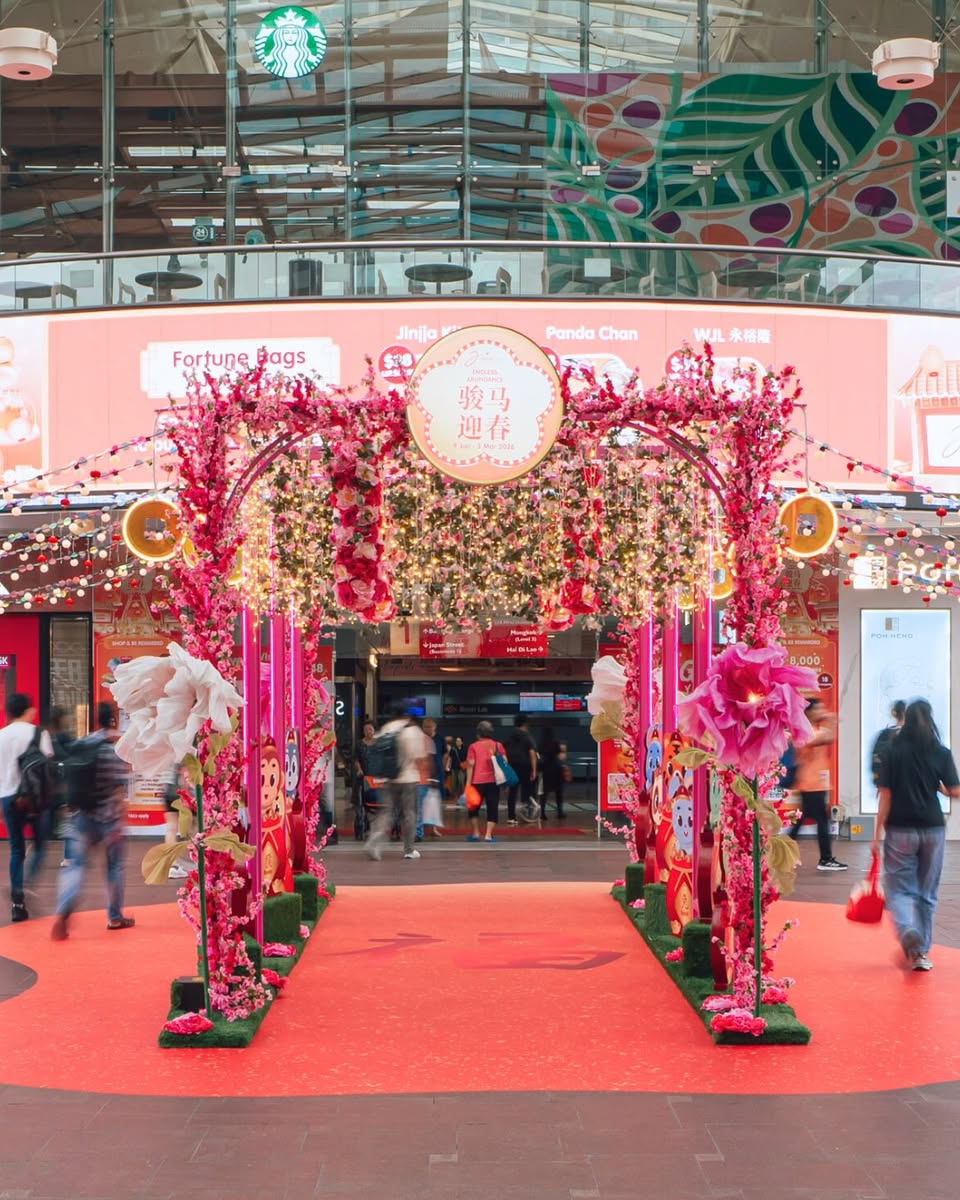 Shoppers enjoying the holiday atmosphere at the mall