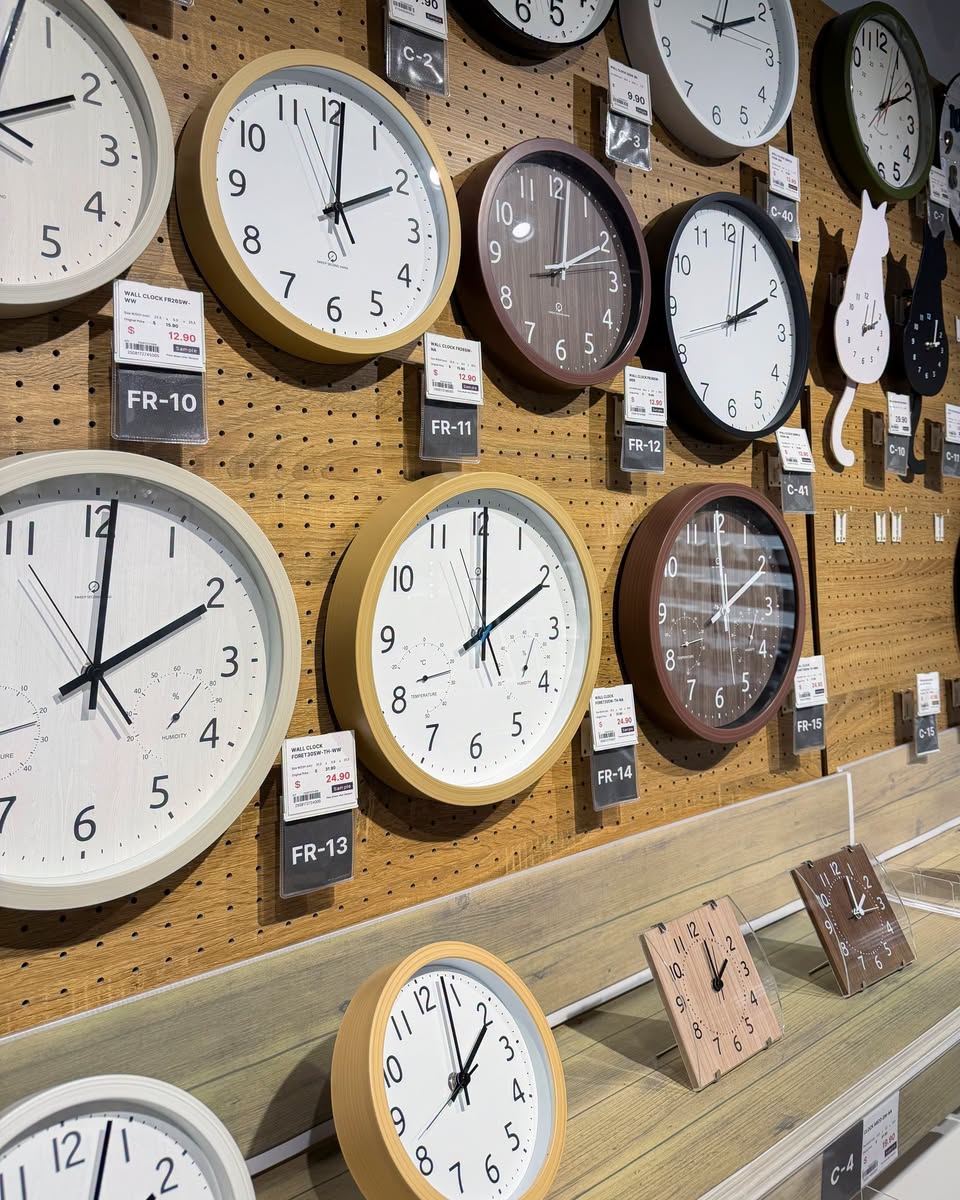 Wall clocks at NITORI Jurong Point
