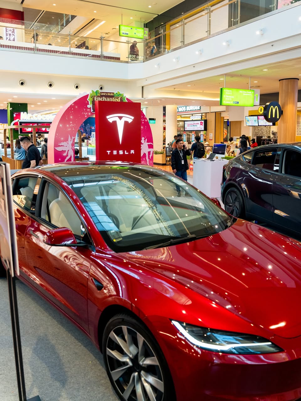 Tesla Model 3 on display at Jurong Point event